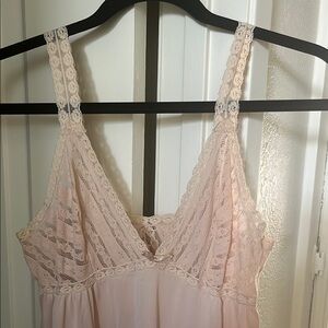 Elegant Lace Trim Pink Nightgown